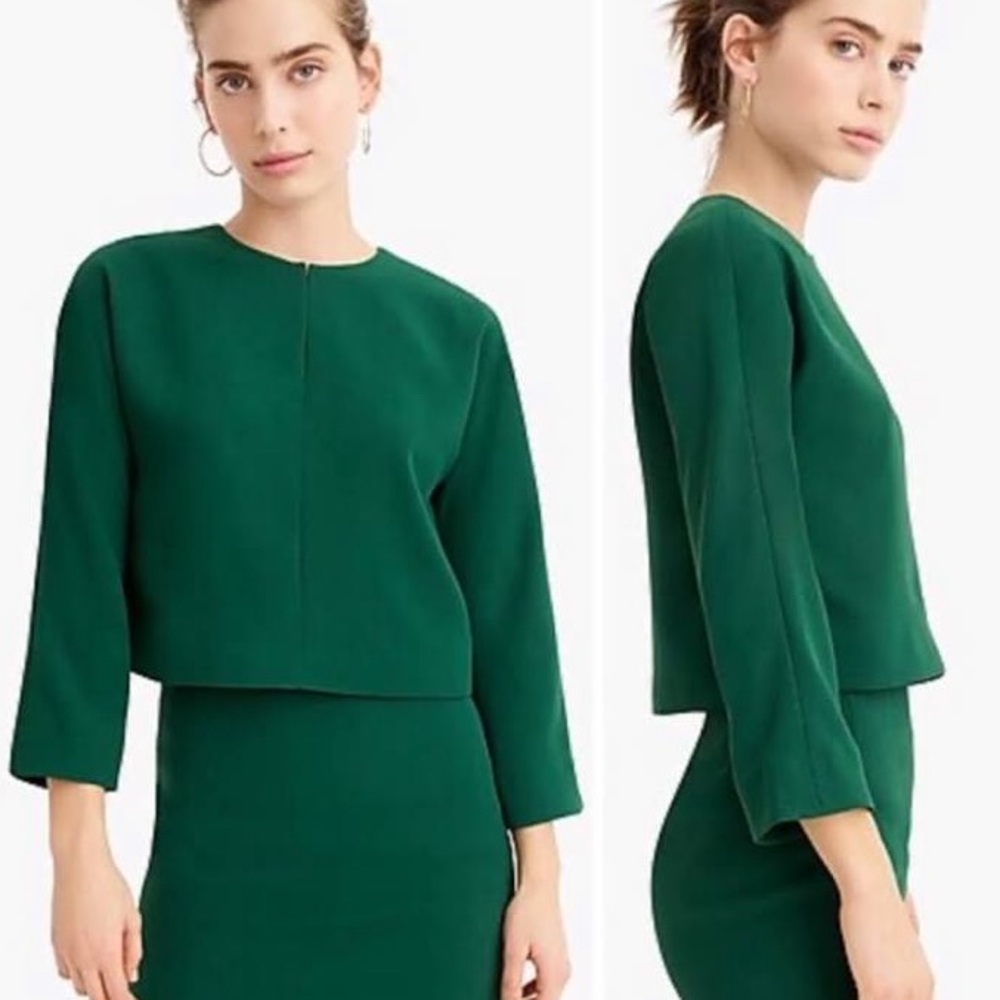 J Crew 365 NWT Green Slit Crop Top Blouse Size 0